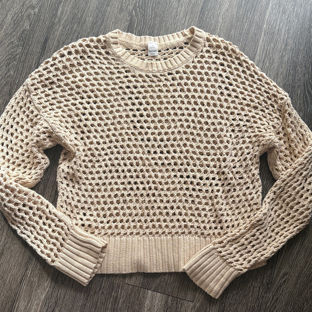 Cotton Open Knit Cream Sweater